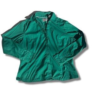 Riders by Lee Button-Up – Size Large | Classic Green | 59% Cotton | Casual Core